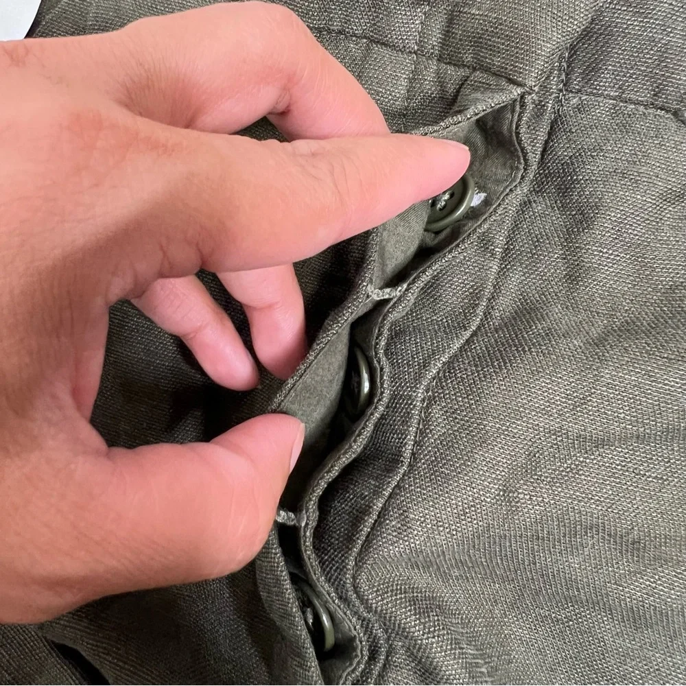 Aritzia Wilfred Allant Linen High Rise Tie Waist Pants Green Size 8